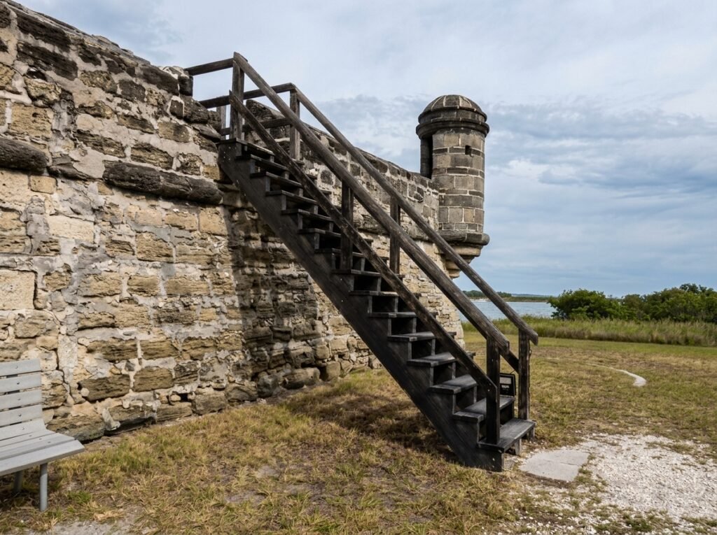 Historic coastal fort on a small island in Florida