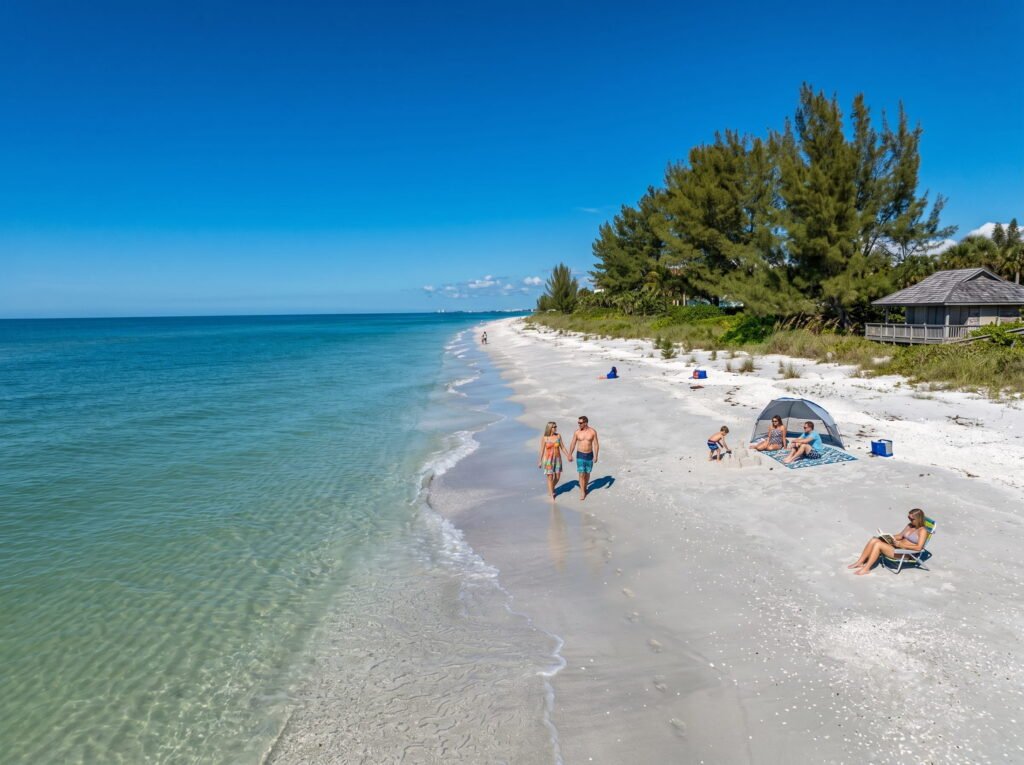 Siesta Key Beach Florida with powdery white quartz sand and calm turquoise Gulf water